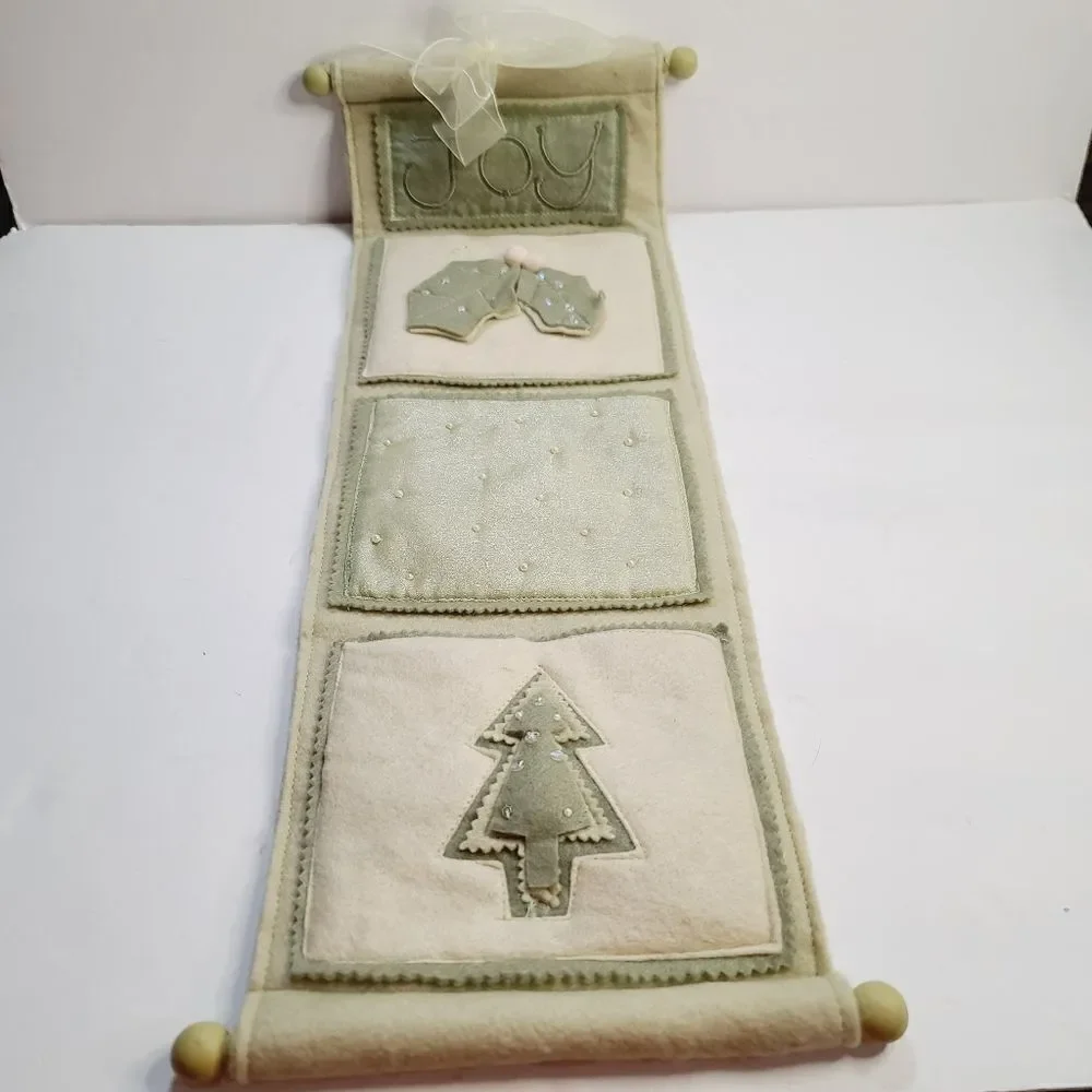 Shabby Chic Christmas Pale Green Joy Hanging Door Decor Banner